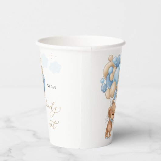 Baby shower van Teddy Bear Blue-ballonnen Papieren Bekers (Rechts)