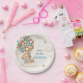 Baby shower van Teddy Bear Blue-ballonnen Papieren Bordje (Feest)