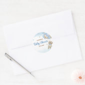 Baby shower van Teddy Bear Blue-ballonnen Ronde Sticker (Envelop)