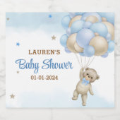 Baby shower van Teddy Bear Blue-ballonnen Sparkling Wijnetiket (Enkel label)