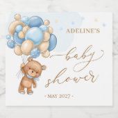 Baby shower van Teddy Bear Blue-ballonnen Sparkling Wijnetiket (Enkel label)