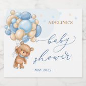 Baby shower van Teddy Bear Blue-ballonnen Sparkling Wijnetiket (Enkel label)