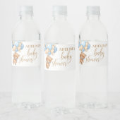 Baby shower van Teddy Bear Blue-ballonnen Waterfles Etiket (Flessen)