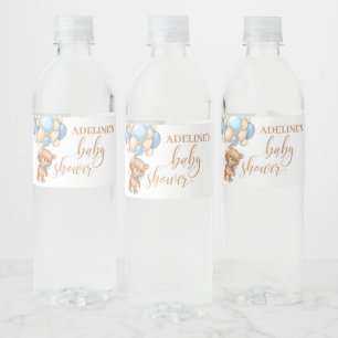 Baby shower van Teddy Bear Blue-ballonnen Waterfles Etiket