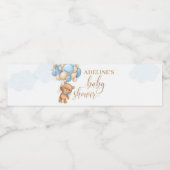 Baby shower van Teddy Bear Blue-ballonnen Waterfles Etiket (Enkel label)
