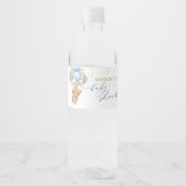 Baby shower van Teddy Bear Blue-ballonnen Waterfles Etiket (Voorkant)