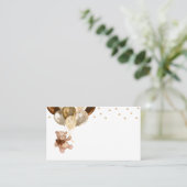 Baby shower van Teddy Bear Brown en Gold Balloons Plaatskaartje (Staand voorkant)