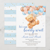 Baby shower van Teddy Bear en Balloons Kaart (Voorkant / Achterkant)