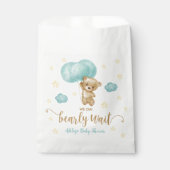 Baby shower van Teddy Bear en Blue Balloons Bedankzakje (Voorkant)