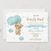 Baby shower van Teddy Bear en Blue Balloons Kaart (Voorkant)