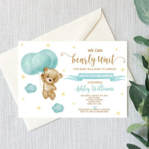 Baby shower van Teddy Bear en Blue Balloons Kaart