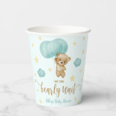 Baby shower van Teddy Bear en Blue Balloons Papieren Bekers (Achterkant)