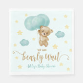 Baby shower van Teddy Bear en Blue Balloons Servet (Voorkant)