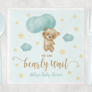 Baby shower van Teddy Bear en Blue Balloons Servet