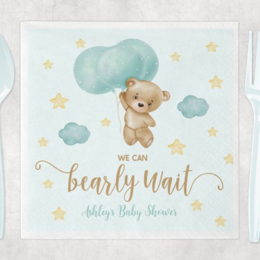 Baby shower van Teddy Bear en Blue Balloons Servet