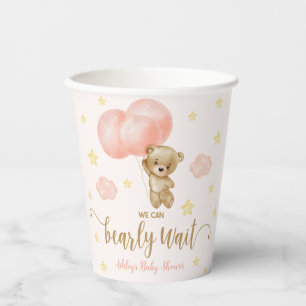 Baby shower van Teddy Bear en Roze Balloons Papieren Bekers