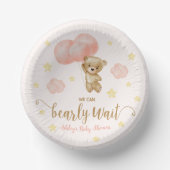 Baby shower van Teddy Bear en Roze Balloons Papieren Kommen (Voorkant)