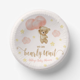Baby shower van Teddy Bear en Roze Balloons Papieren Kommen