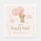 Baby shower van Teddy Bear en Roze Balloons Servet (Voorkant)