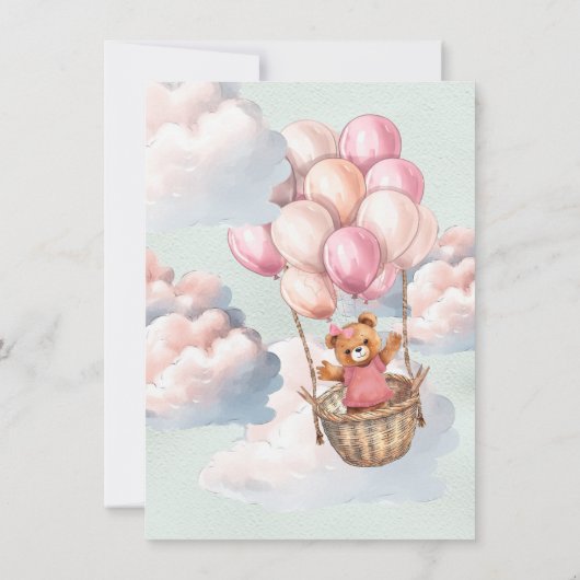 Baby shower van Teddy Bear Hot Air Kaart (Achterkant)