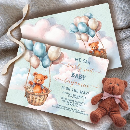 Baby shower van Teddy Bear Hot Air Kaart