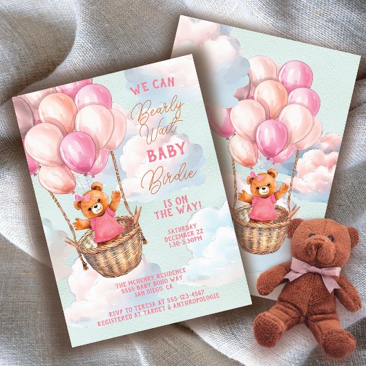 Baby shower van Teddy Bear Hot Air Kaart