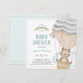 Baby shower van Teddy Bear Hot Air Kaart (Voorkant / Achterkant)