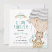 Baby shower van Teddy Bear Hot Air Kaart (Voorkant)