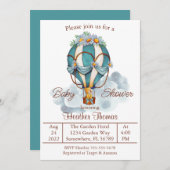 Baby shower van Teddy Bear Hot Air Kaart (Voorkant / Achterkant)