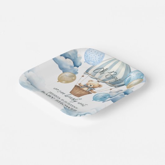 Baby shower van Teddy Bear Hot Air Papieren Bordje (Gebogen)
