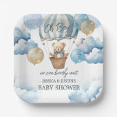 Baby shower van Teddy Bear Hot Air Papieren Bordje (Voorkant)