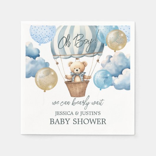 Baby shower van Teddy Bear Hot Air Servet (Voorkant)