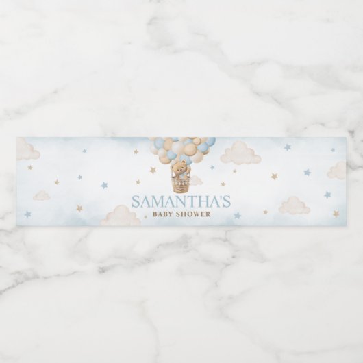 Baby shower van Teddy Bear Hot Air Waterfles Etiket (Enkel label)