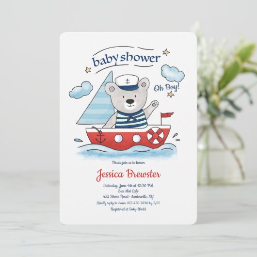 Baby shower van Teddy Bear Kaart (Staand voorkant)