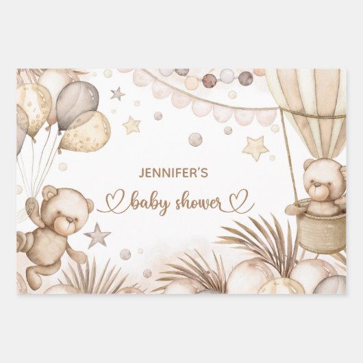 Baby shower van Teddy Bear - Papieren pakbladen Inpakpapier Vel (Voorkant 3)