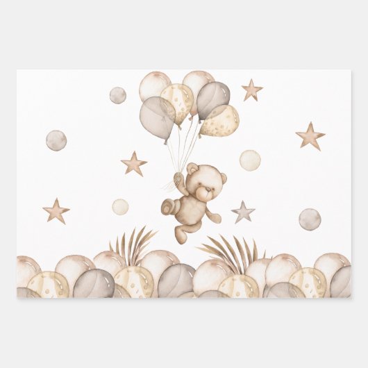 Baby shower van Teddy Bear - Papieren pakbladen Inpakpapier Vel (Voorkant)