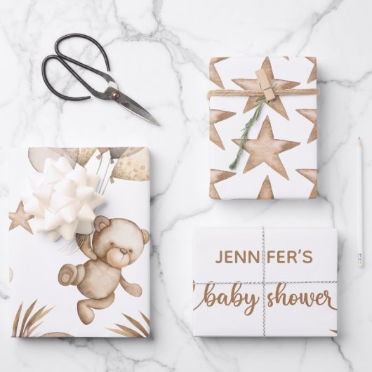 Baby shower van Teddy Bear - Papieren pakbladen Inpakpapier Vel (Voorkant)