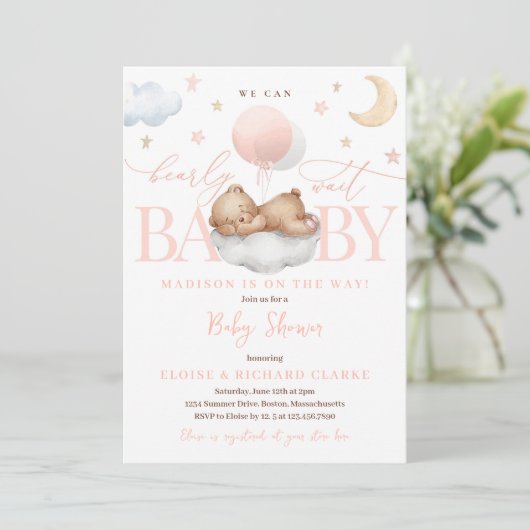 Baby shower van Teddy Bear Peach Kaart (Staand voorkant)