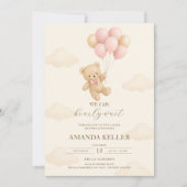 Baby shower van Teddy Bear Pink-ballon Kaart (Voorkant)