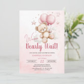 Baby shower van Teddy Bear Pink-ballonnen Kaart (Staand voorkant)