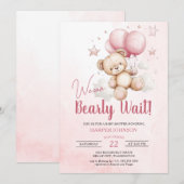 Baby shower van Teddy Bear Pink-ballonnen Kaart (Voorkant / Achterkant)