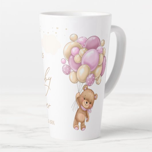 Baby shower van Teddy Bear Pink-ballonnen Latte Mok (Rechterhoek)
