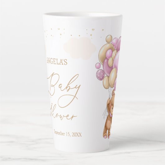 Baby shower van Teddy Bear Pink-ballonnen Latte Mok (Voorkant)