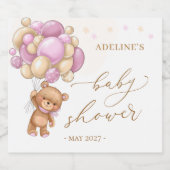Baby shower van Teddy Bear Pink-ballonnen Likeurfles Etiket (Enkel label)