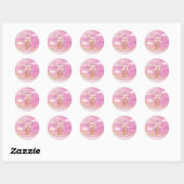 Baby shower van Teddy Bear Pink-ballonnen Ronde Sticker (Vel)
