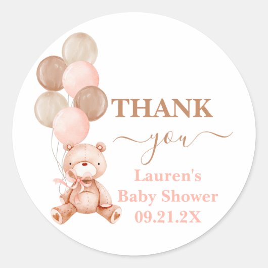 Baby shower van Teddy Bear Ronde Sticker (Voorkant)