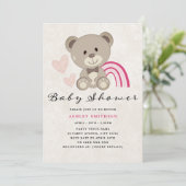 Baby shower van Teddy Bear (roze) Kaart (Staand voorkant)