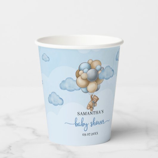Baby shower van Teddy beige bruine beige ballonnen Papieren Bekers (Achterkant)