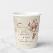 Baby shower van Teddy berg roze bruine ivoorballon Papieren Bekers (Achterkant)