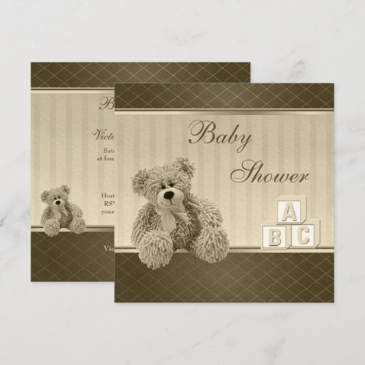 Baby shower van Teddy & Building Blocks Kaart (Voorkant / Achterkant)